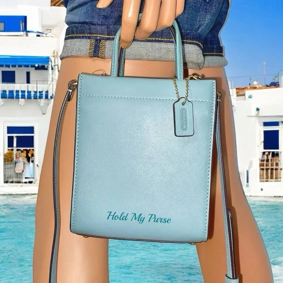 Coach Glove Tanned Leather Mini Cashin Carry Sage Green Tote Bag Purse NWT